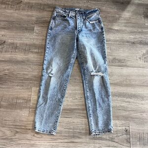 Old Navy OG Straight High Rise Jeans size 0 with button fly and distressing